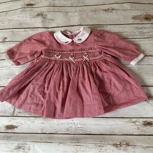Friedknit creations red smocked dress 6m